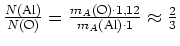 $ \frac{N(\text{Al})}{N(\text{O})}=\frac{m_A(\text{O})\cdot{}1,12}{m_A(\text{Al})\cdot{}1} \approx
\frac{2}{3}$