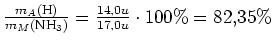 $ \frac{m_A(\text{H})}{m_M(\text{N}\text{H}_3)}=\frac{14,0u}{17,0u}\cdot{}100\%=82,35\%$